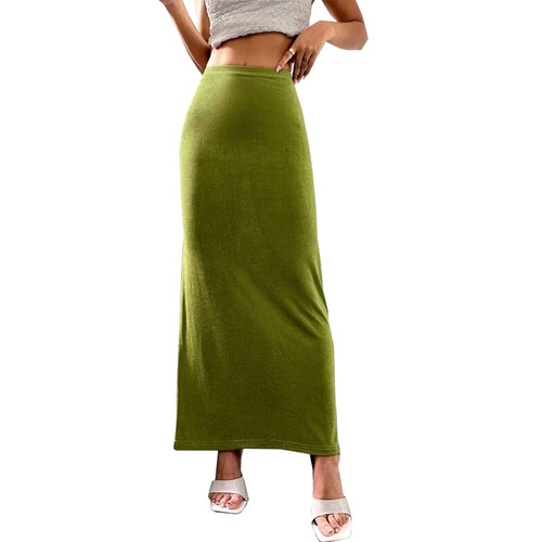 2025 Autumn New Semi-Body Skirt Amazon Cross-Border Foreign Women's Fashion Pencil Skirt Solid Color Ankle Length Skirt