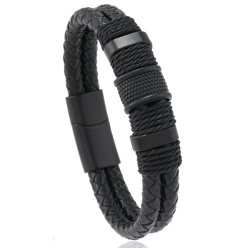 31g Weight Alloy Pendant Material Bracelets Classification Leather Rope Chain Material 1 Piece Quantity Holiday, Daily, Street Occasion Pu Leather, Alloy Material Geometric Pattern Men's Gender Hip-Hop Style Hip-Hop Geometric Pu Leather Alloy Men's Bracelets Men Cord & Leather Bracelets 10
