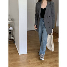 6437韩版设计师款chic西装外套女精纺100羊毛时尚通勤气质西服