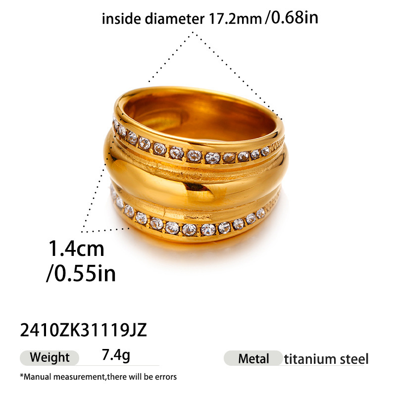 Anillo de diamantes de alta calidad de lujo ligero y nicho no se desvanece joyería de acero de titanio