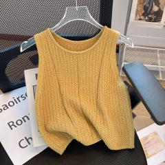 大きいサイズの太ったmm200斤のフランス式の小さい香りの風の氷の糸のベストのガーターの女性の夏の薄いタイプの袖なしのニットの上着の潮