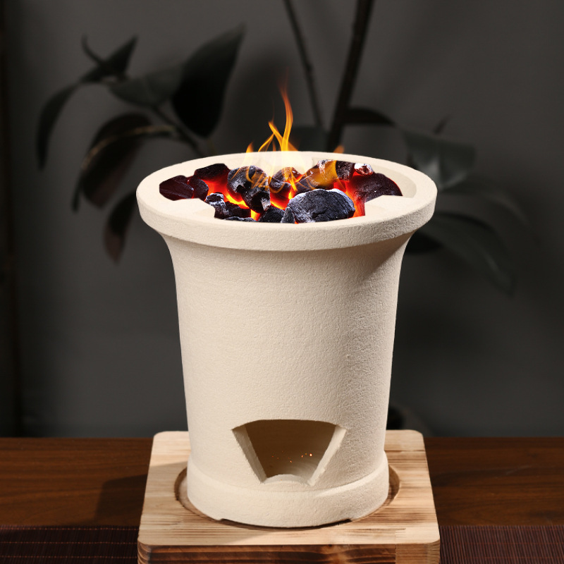 Taochao Cultural and Creative Products Chaozhou Fully Handmade White Clay Stove for Home Use, Water Boiling Stove, Charcoal Stove, Outdoor Stove, Multi-Purpose Charcoal Stove, White Clay