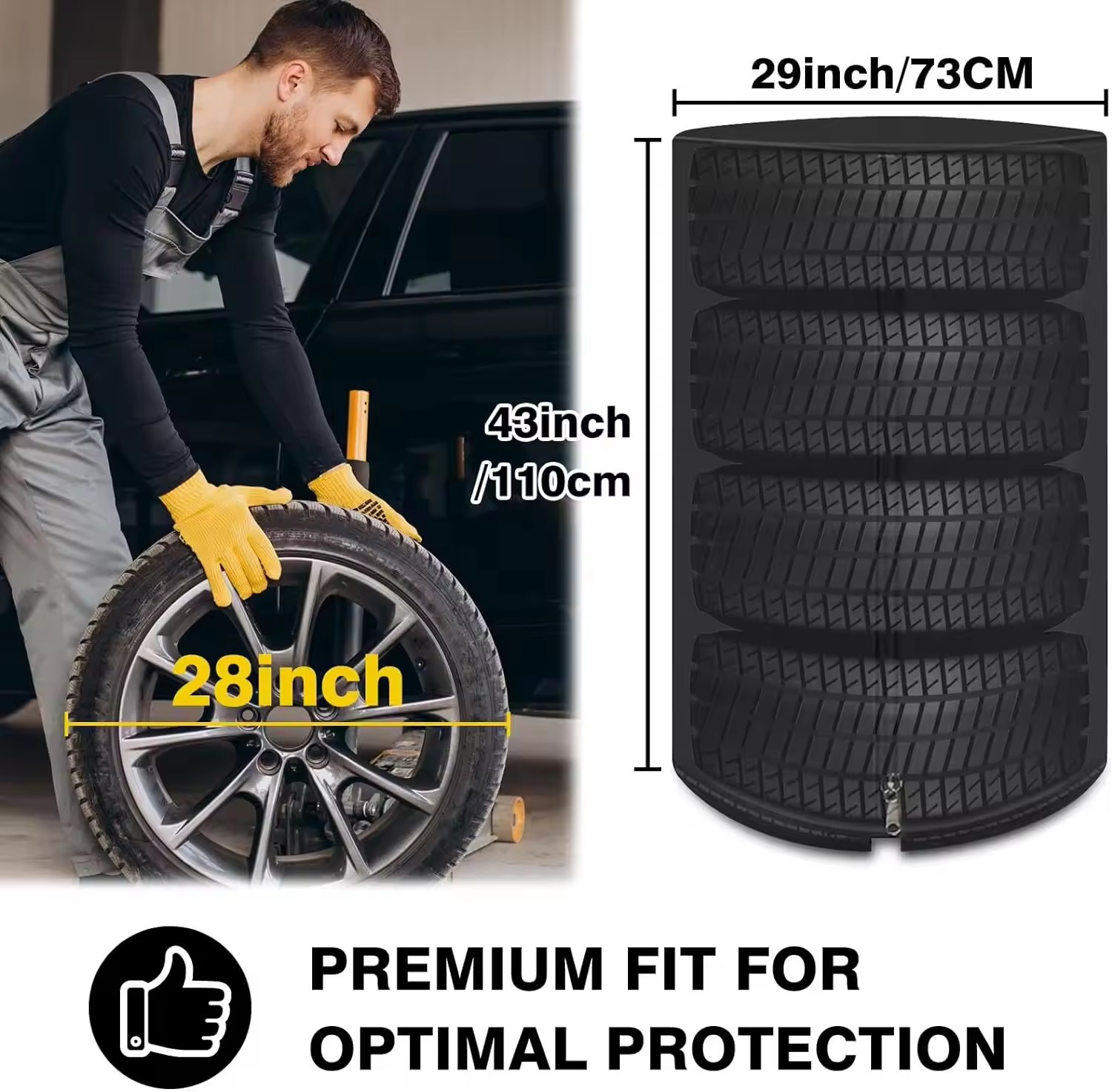 Car Tire Cover Sunproof and Waterproof 420D Oxford Cloth 4-Pack Tire Spare Tire Dust Cover Oxford Cloth Tire Cover