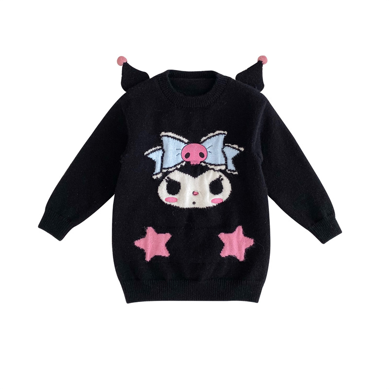 2023 Otoño e Invierno nueva dulce niña fresa oso coolomi tridimensional de dibujos animados lindo vestido de suéter