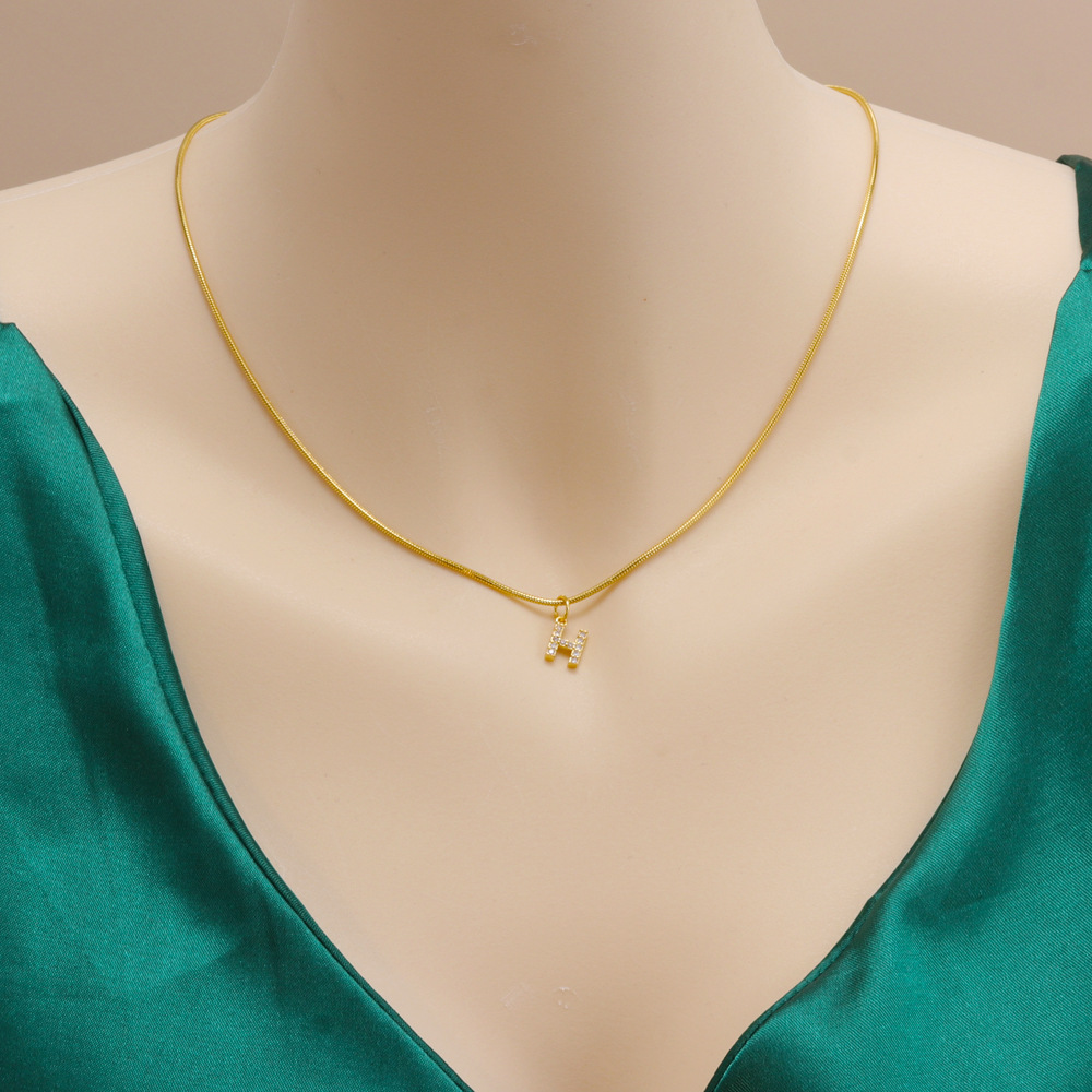 Fashion Letter Titanium Steel Plating Zircon Pendant Necklace 1 Piece