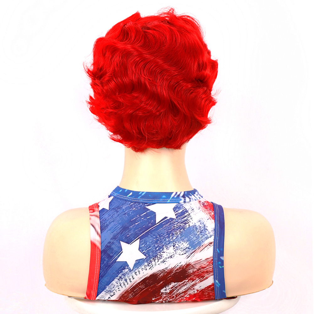 Parrucca sintetica Fascia corta per capelli ricci da donna, stile corto, con motivo a onde d'acqua_voghion.com