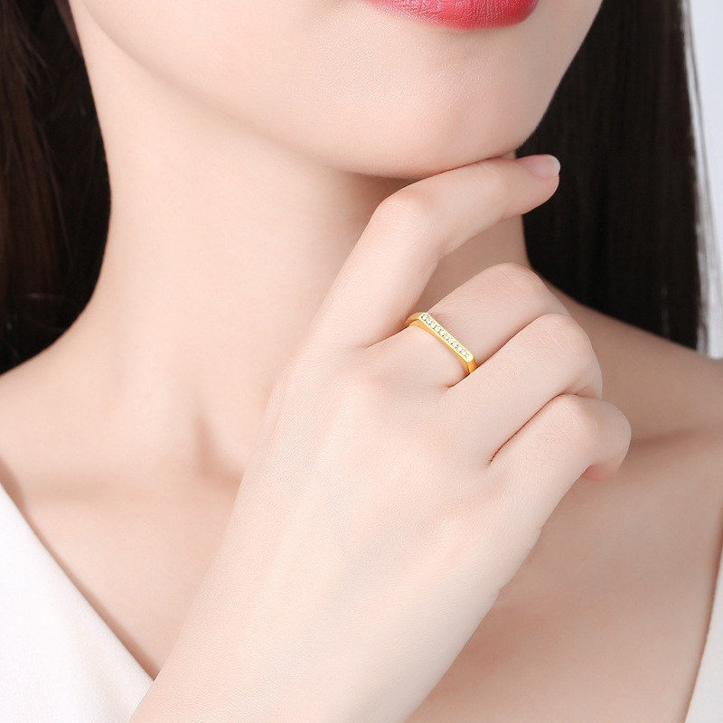 S925 plata esterlina diamante cuadrado anillo de las mujeres ins estilo diseño abierto anillo de dedo índice estilo simple estilo japonés y coreano