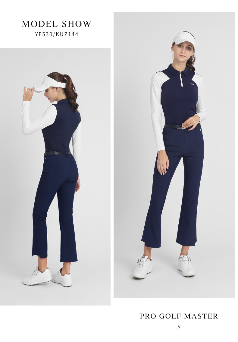 Quần tây nữ golf ống loe nhẹ thiết kế vila co giãn — KUZ144-màu trắng, KUZ144-Đen, KUZ144-màu xanh hải quân, KUZ144-màu đỏ chi tiết 11