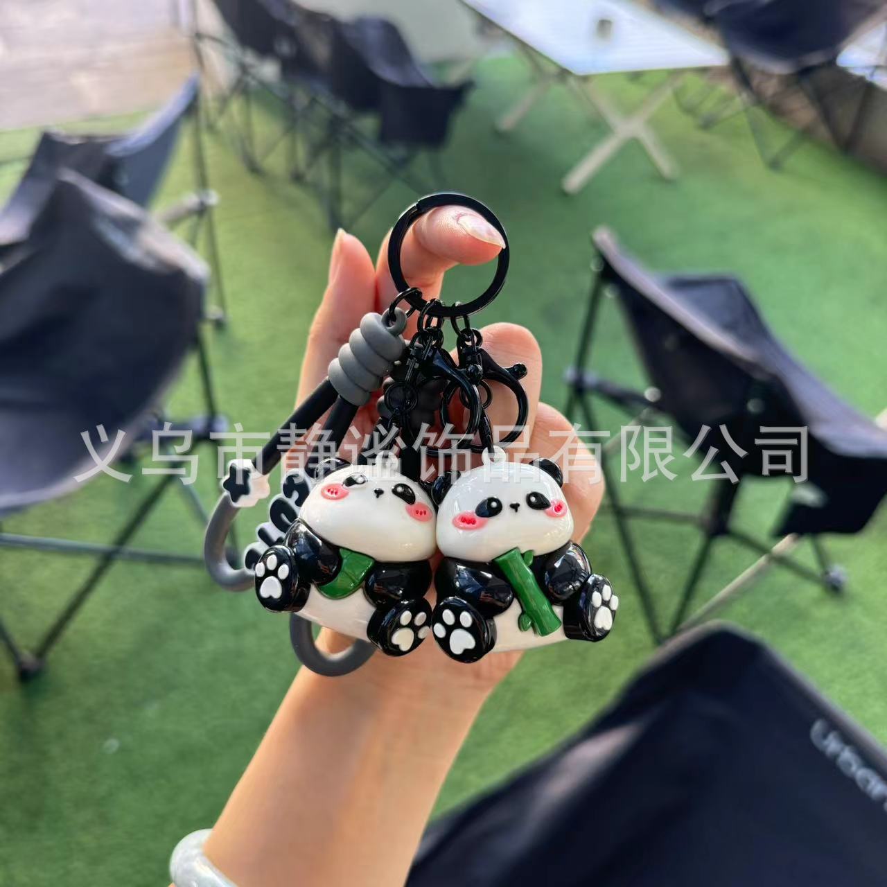 Original UV Electroplated Cartoon Panda Keychain Cute High Doll Key Chain Couple Bag Pendant Small Gift