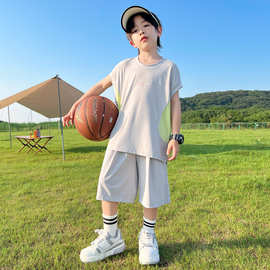 男童速干运动套装夏季2026新款儿童篮球服薄款男孩夏装背心两件套