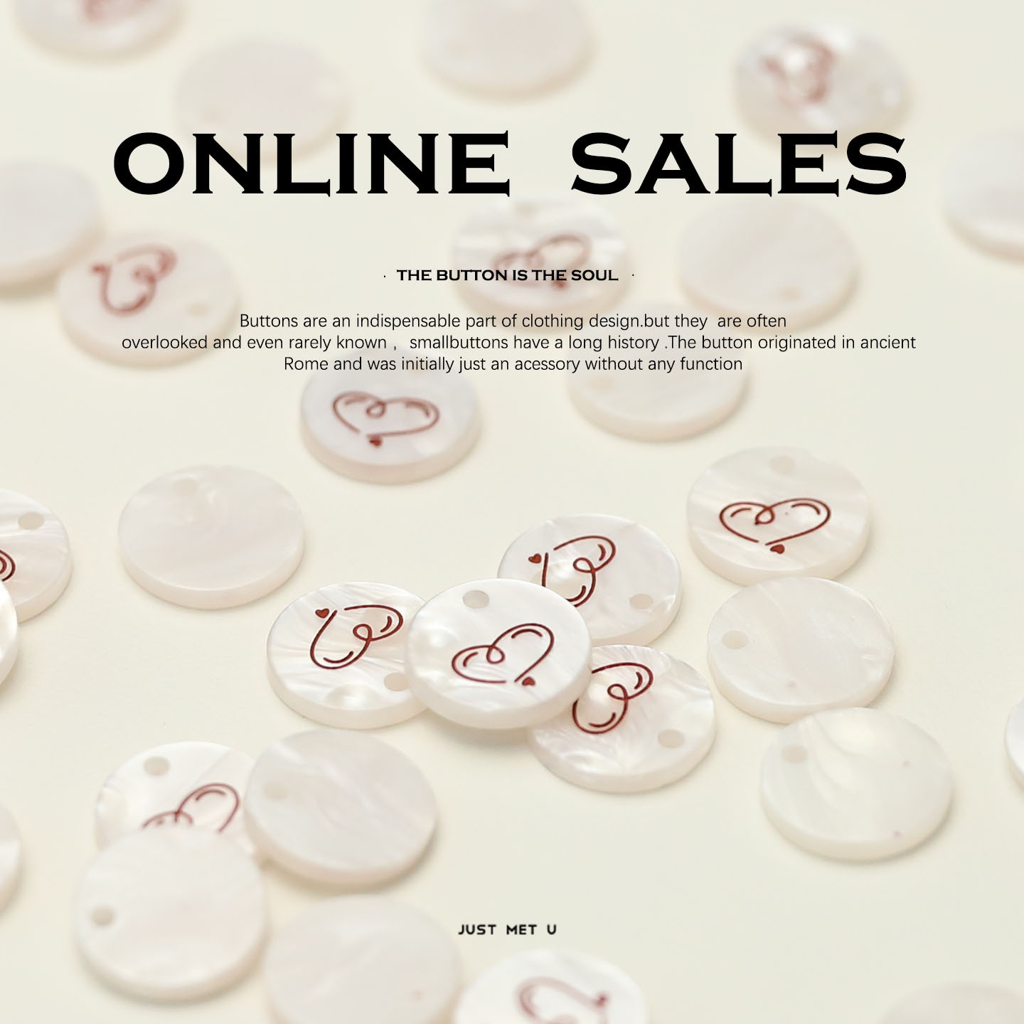 莫森 仿贝母diy配件童装饰扣子手缝爱心形吊牌挂牌纽扣手作挂件扣