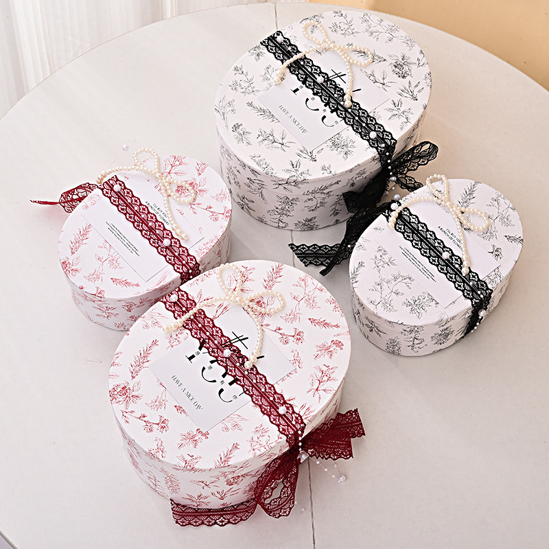 Caja de Regalo Ovalada Estilo Francés para el Día de Año Nuevo y el Festival de Primavera, Caja de Regalo Creativa, Caja de Regalo para el Cumpleaños de un Mejor Amigo, Caja de Embalaje para Repostería