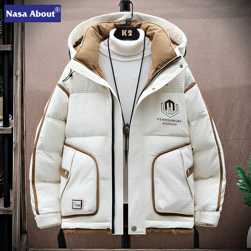 Chaqueta de invierno de la NASA para hombre, abrigo de algodón informal holgado y grueso con capucha, marca de moda, novedad de 2024.