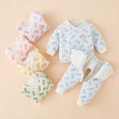 Baby innerwear set, newborn clothes, warm pure cotton, Buddhist monk's outfit, for girls, separate autumn clothes set