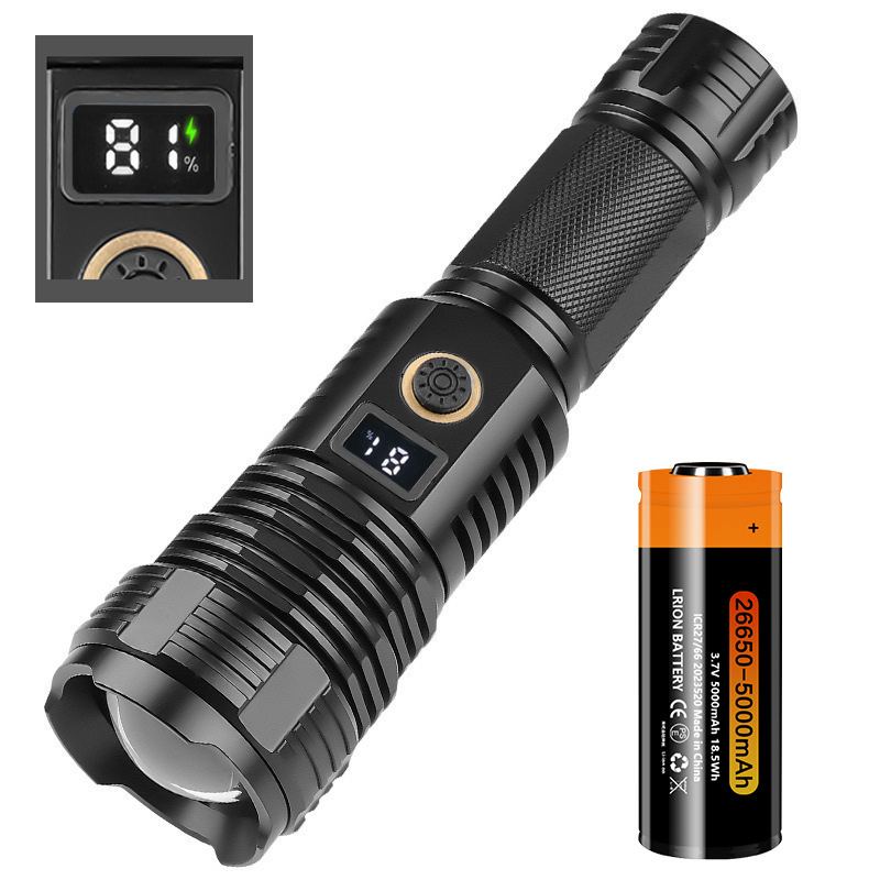 SD03A 손전등(디지털 디스플레이) + 26650 배터리 + 일반 포장