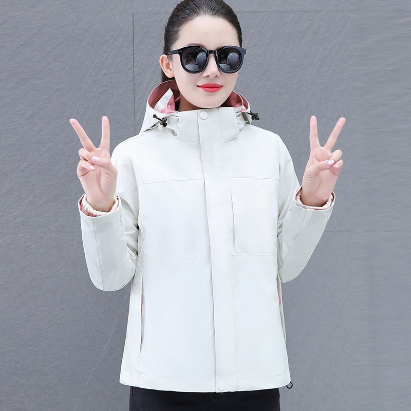 Woodpecker Autumn and Winter New Women's Windproof Waterproof Three-In-One 0.05kg Piece Set Fleece Thickened Jacket Trendy Brand
