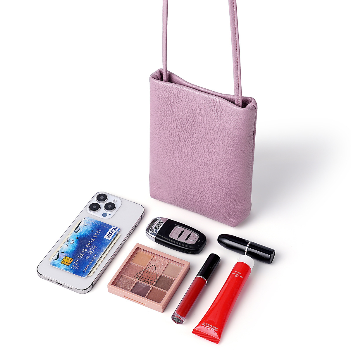 Factory wholesale top-grain cowhide women's mobile phone bags, simple, high-quality, fashionable and trendy crossbody bags and shoulder bags, genuine leather.