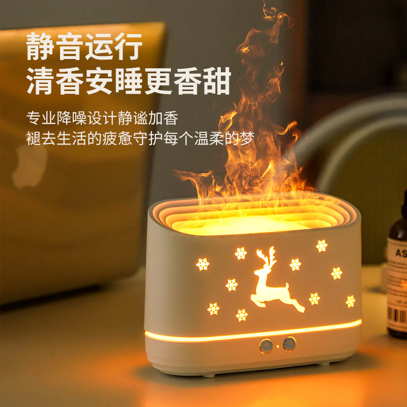 불꽃 아로마 테라피 가습기 작은 사무실 데스크탑 USB 가습 공기 정화 홈 시뮬레이션 불꽃 밤 빛