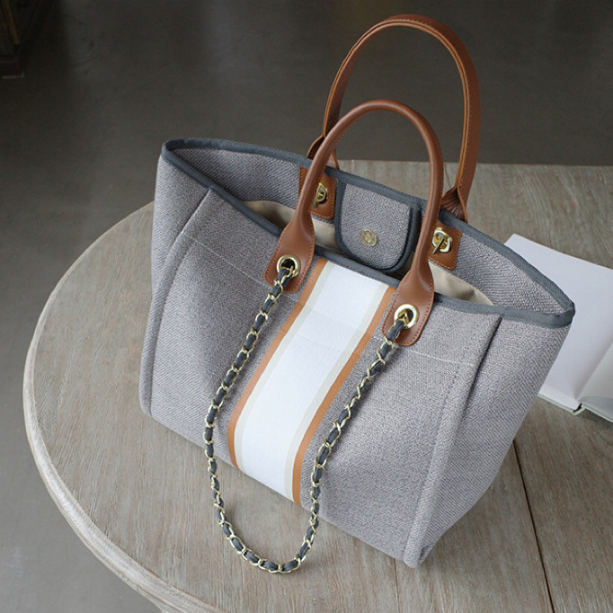 2024. gada jauna, maza, smaržīga, svītraina audekla pludmales vienkāršā, lielas ietilpības iepirkumu soma sievietēm_voghion.com