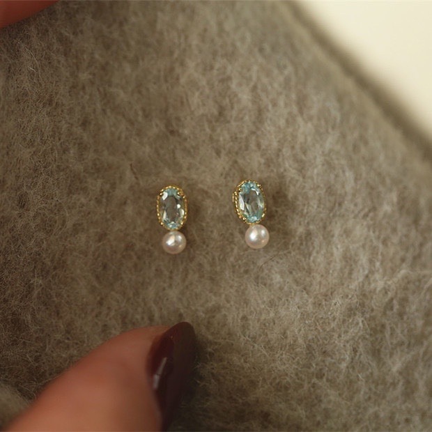 Polished Finish 1 Pair 925 Sterling Silver Zircon 925 Sterling Silver Earrings Geometric Ear Studs