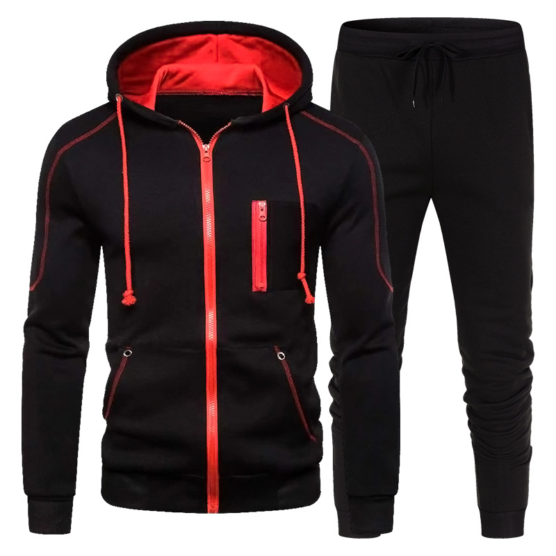 Transfronterizo de los hombres traje deportivo casual Comercio exterior suéter con capucha pantalones Otoño e Invierno cremallera Cardigan en stock lote