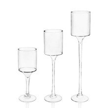 高脚直筒玻璃花瓶水培鱼缸婚庆路引 欧式蜡烛台桌花 样板房软装饰