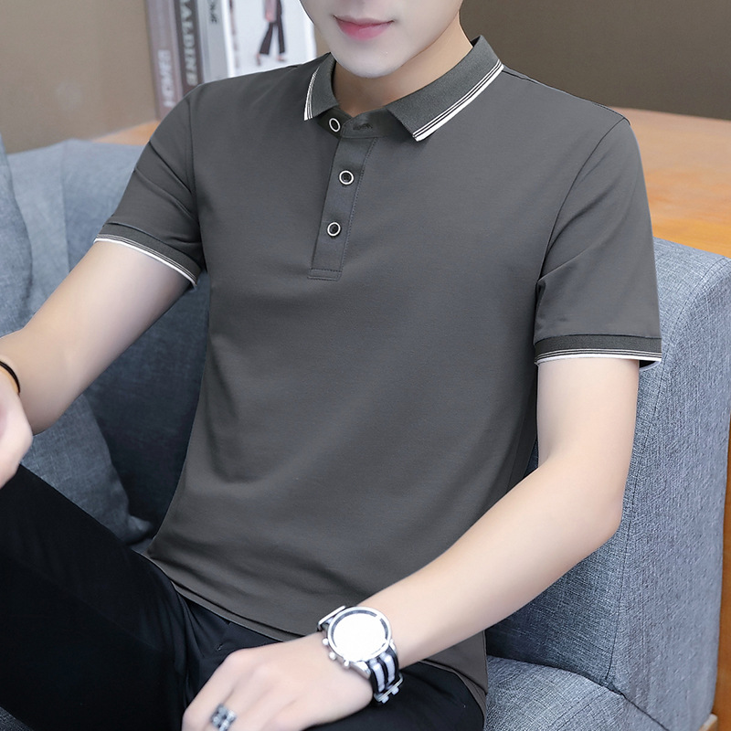 Gran tamaño transfronterizo de ropa de hombre de manga media solapa de manga corta de hombre camiseta de verano de hombre polo ropa de trabajo logo bordado impresa