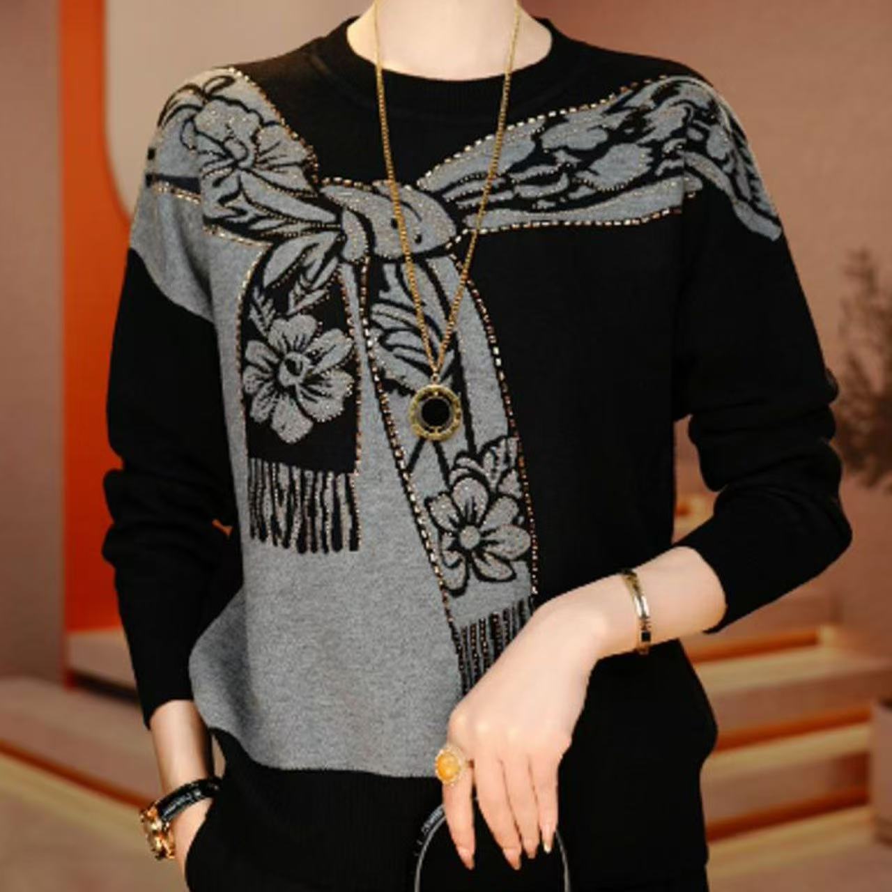 抖音爆款女士长袖新款妈妈中年宽松高档小衫中年人女士t恤长袖