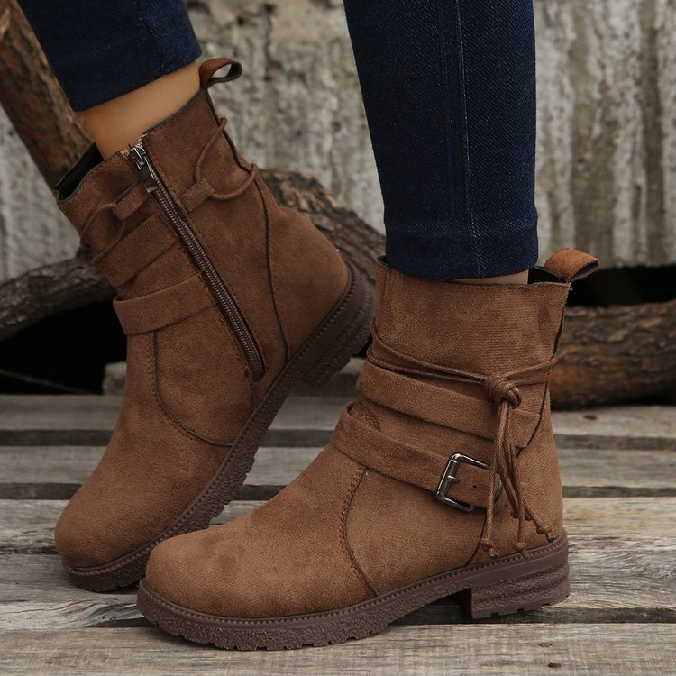 Large size short boots women dress boots autumn and winter new round head retro explosive cotton boots women_voghion.com