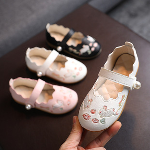 Girls' Small Leather Shoes 2021 New Spring and Autumn Girls' Hanfu Shoes Children's Soft Sole Children's Chinese Style Baby Girls' Children's Shoes