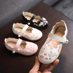 Children's Soft Sole Hanfu Style Shoes 2021 New Spring and Autumn Girls' Chinese Style Baby Shoes for Toddlers with Chinese Style