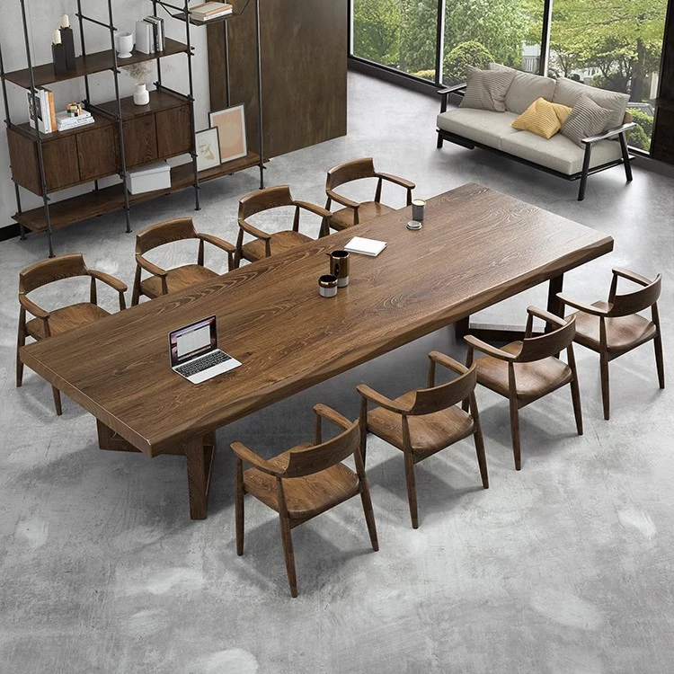 Современный минималистский стол для переговоров из массива дерева длинный большой стол из бревна