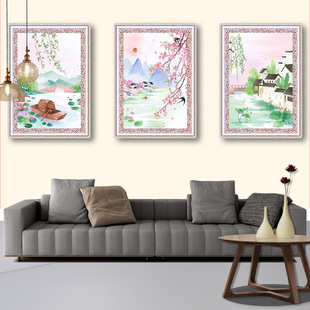 Cross Stitch 2025 New Full Embroidery Jiangnan Spring Color Living Room Study Chinese Style Tranquil and Elegant Classical Landscape Painting