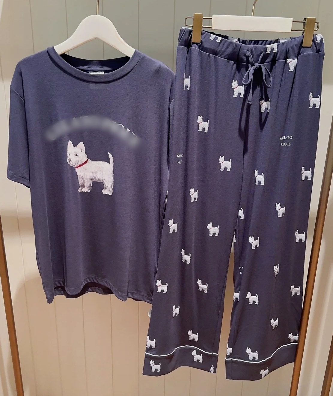 파란색	 웨스트 하이랜드 개 라운드 넥 롱 세트