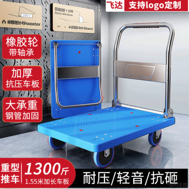 飞达平板车重型手推车搬运车便携折叠拖车拉货高载重工业板车