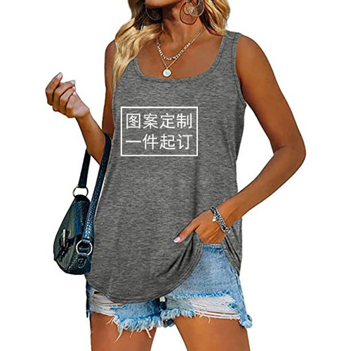 Printable Print Women's Solid Color Backless Tank Top for Spring and Summer