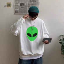 印花秋冬男2024年春秋季韩版新款圆领宽松加绒卫衣上衣chic港风潮