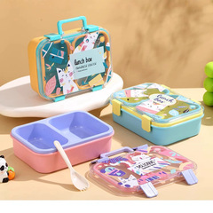 オフィスワーカーと学生向けの分割ランチボックス PP プラスチック漫画ランチボックスは、電子レンジで加熱でき、臭いのないランチボックスです