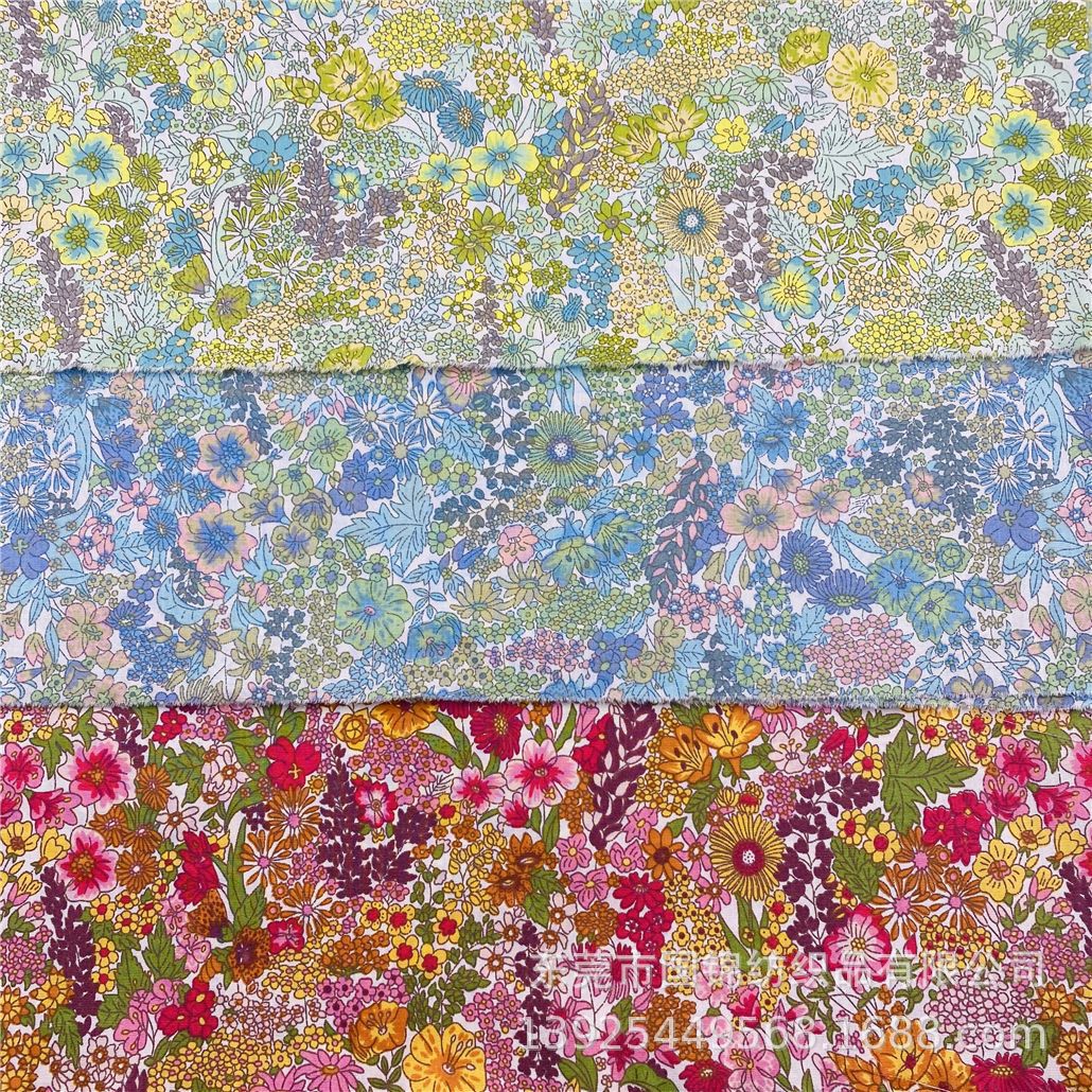 田园风小清新印花布 春夏新款40支府绸数码直喷印花 童装女装面料