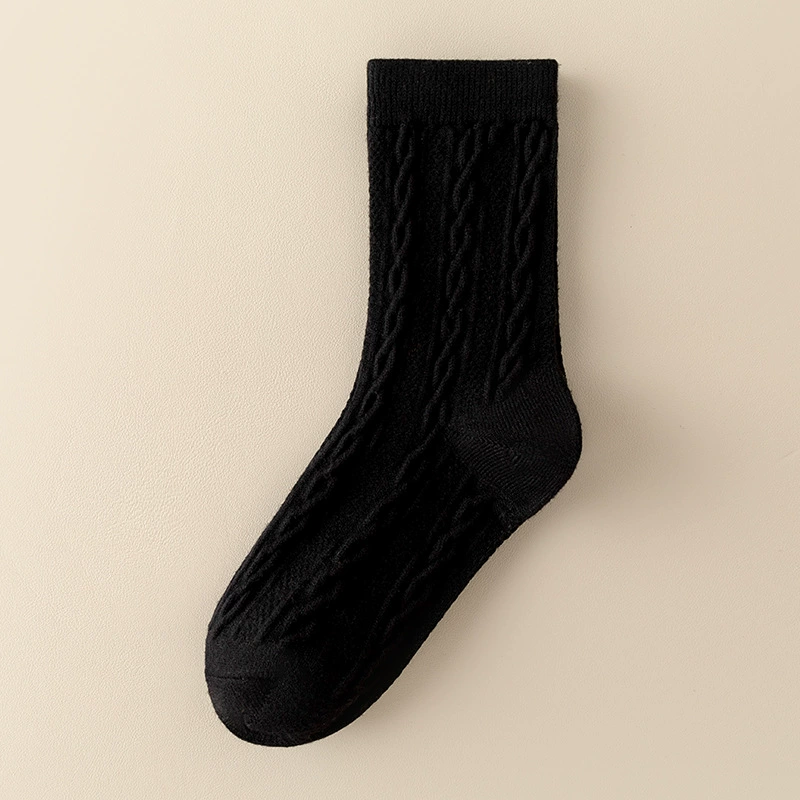 Women’s mid‑tube winter wool socks, solid colors, warm (mid‑calf)