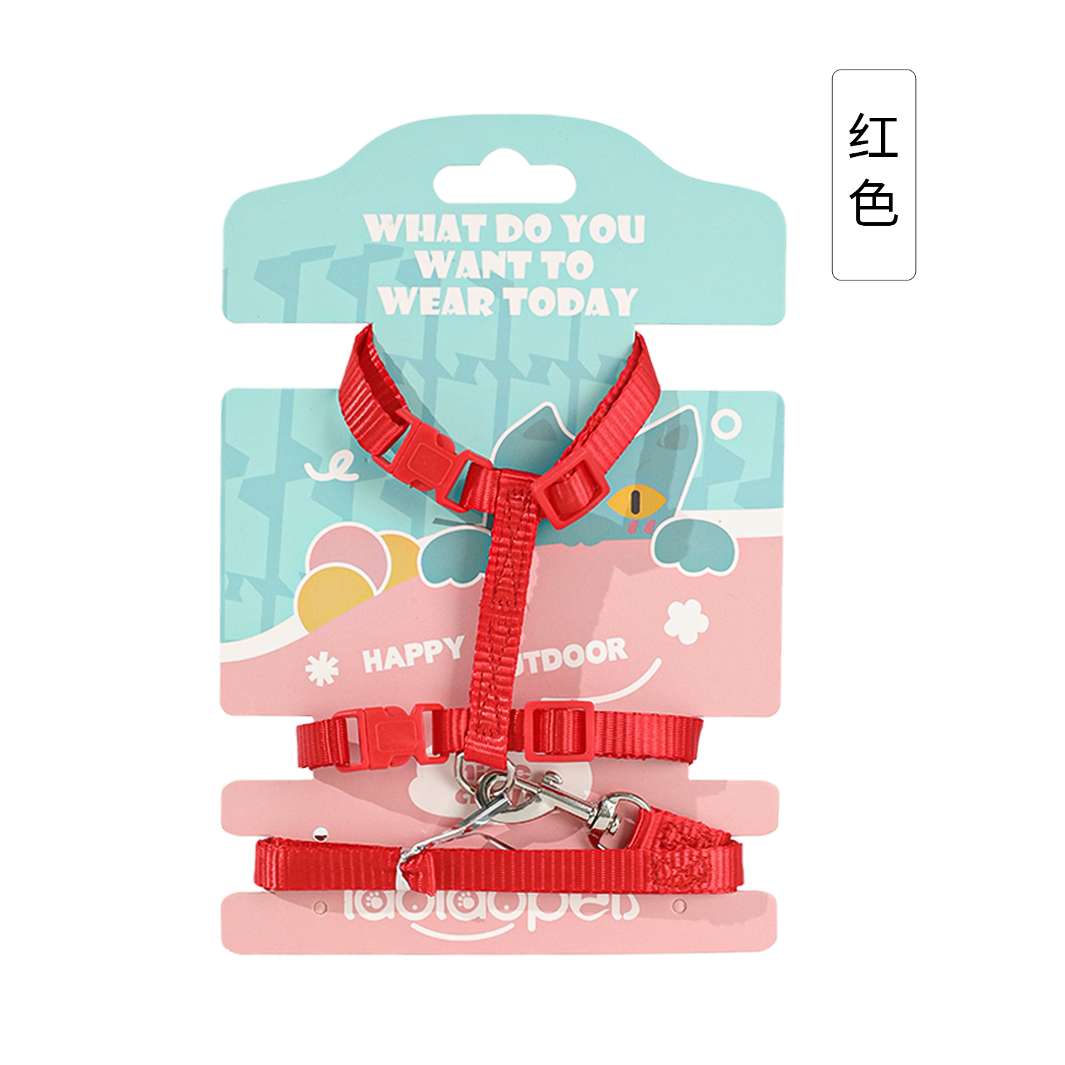 Transfronterizo en stock al por mayor cuero puro color gato uso carácter gato pecho Correa clásica calidad gato cuerda de tracción