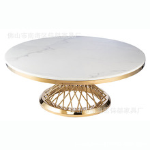大理石茶几 欧式不锈钢支架茶几时尚茶几小户型圆形茶几T08