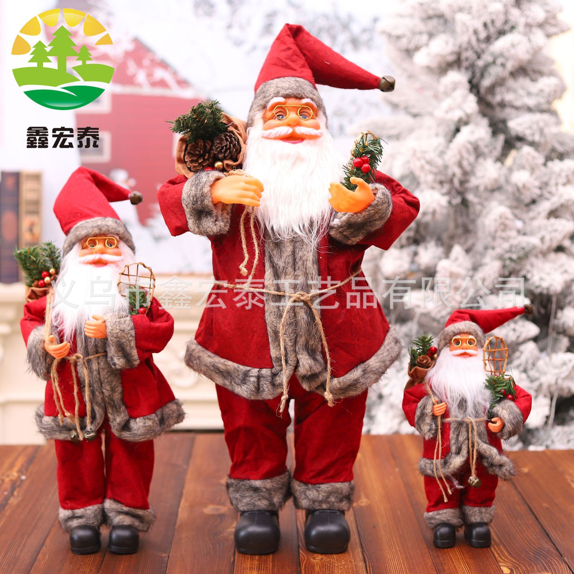 Navidad dibujos animados viejo Navidad ventana decoración pie Santa Claus muñeca creativa nueva ropa roja viejo hombre adornos