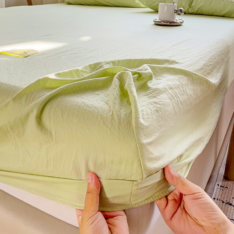 Washed Cotton Fitted Bed Sheets Single Piece Pure Color 2025 New Non-Cotton Pure Cotton Bedspread Bed Cover Simmons Mattress Protector