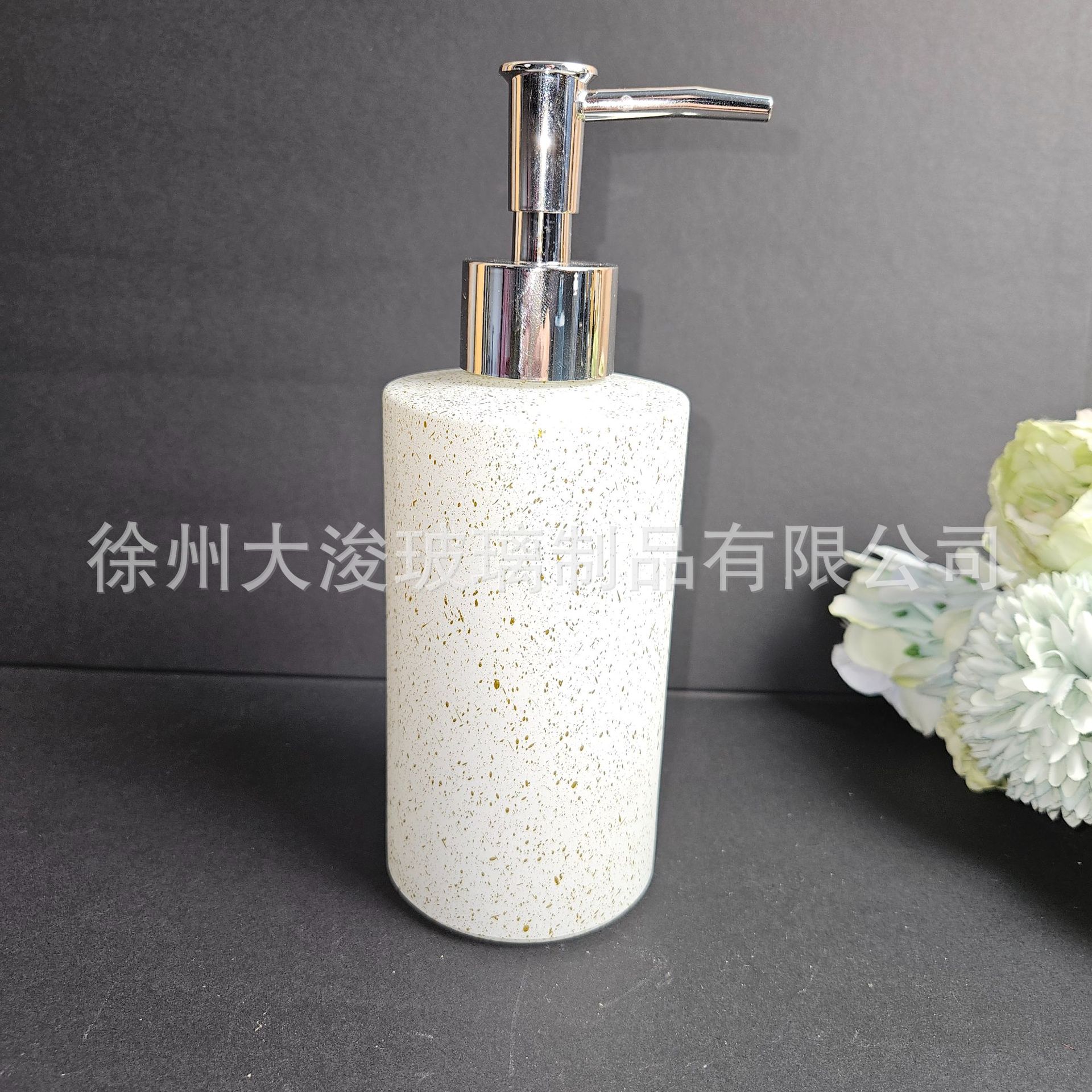 Botella de jabón de vidrio de cerámica imitación, botella de desinfectante para manos, champú para el baño, botella de baño de 350ml líquido image 11