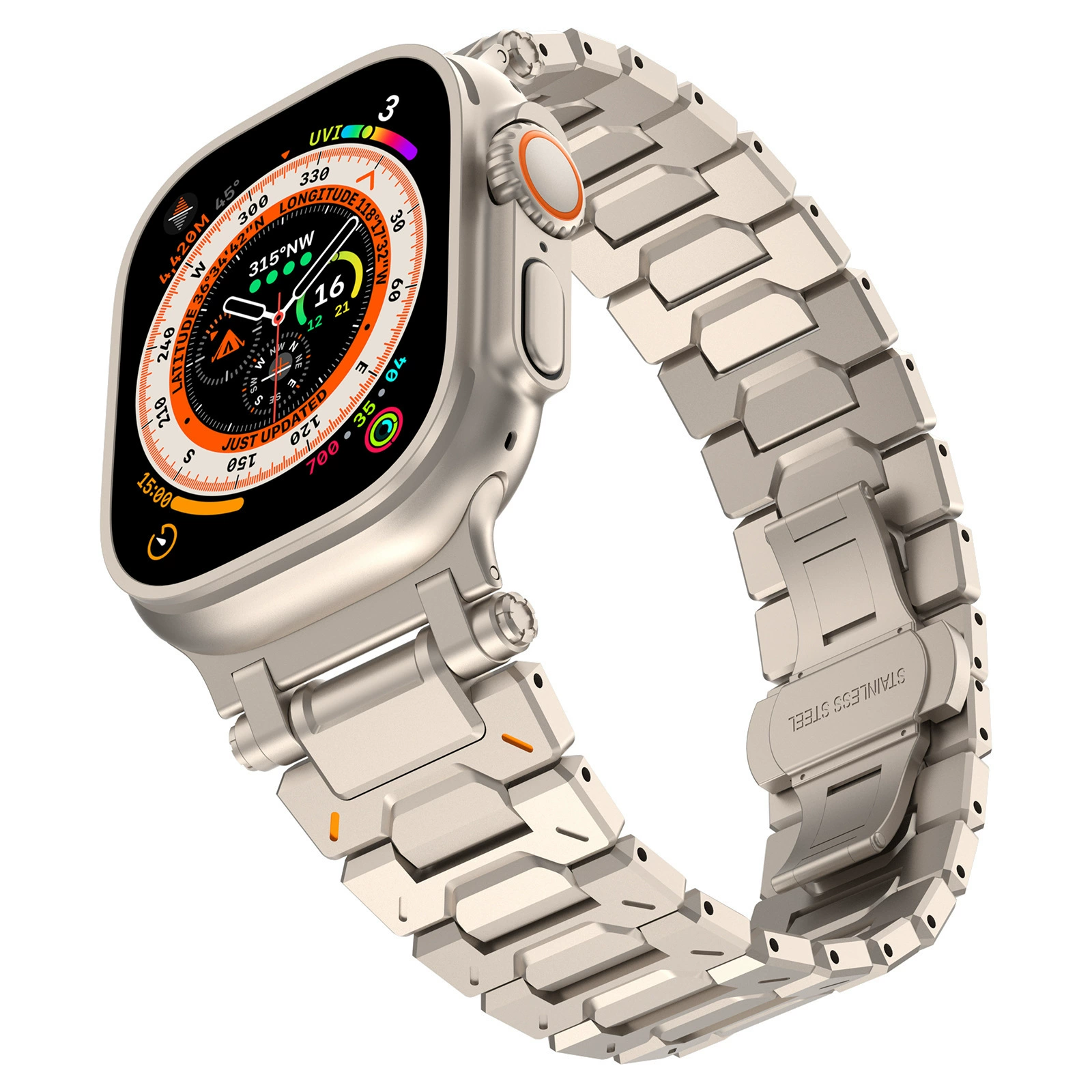 ticmate Explorer: браслет из нержавеющей стали для Apple Watch Ultra, цвета серебро, титан, черный