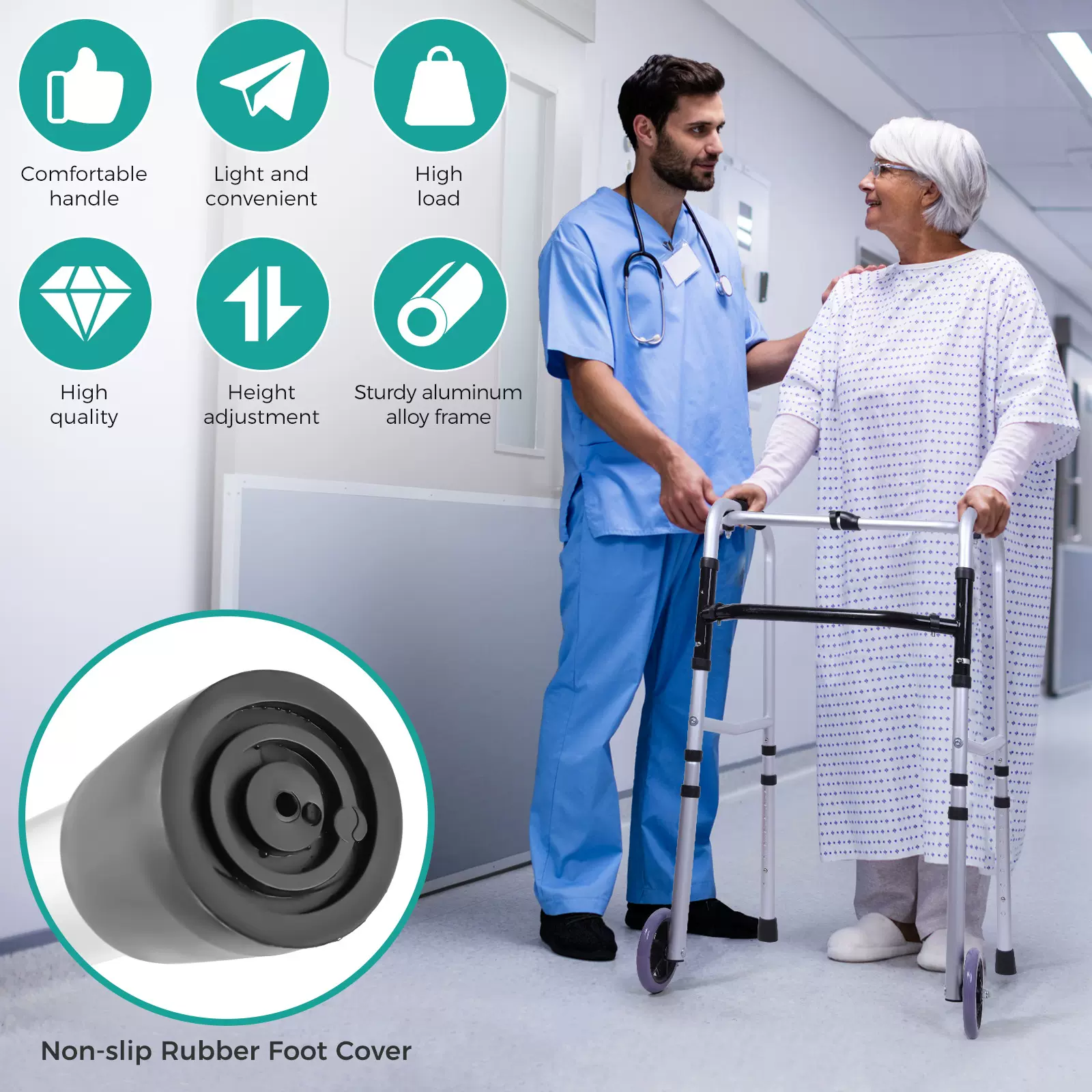 秝客助行器走路拐杖辅助行走带轮扶手架老年下肢无力行走锻炼