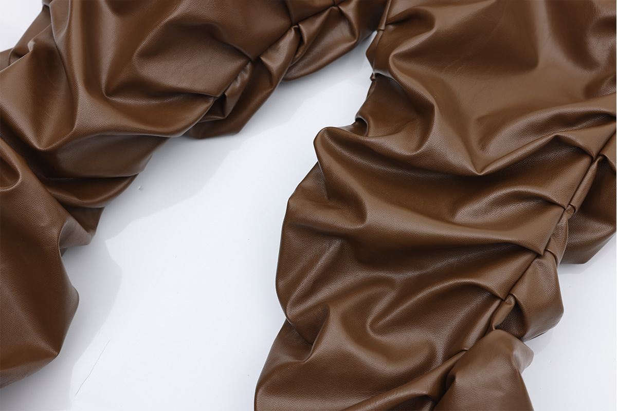 Pantalon en cuir PU d'inspiration punk pour homme - Coupe skinny style moto avec plis subtils, pantalon long slim taille haute (noir, S-XL)_voghion.com