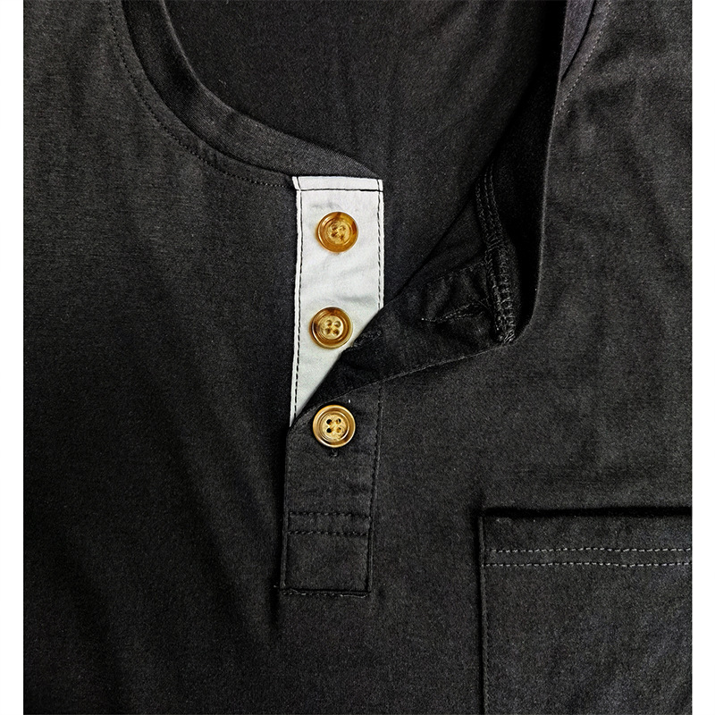 Sommer Europäisches und Amerikanisches Herren-Kurzarm-T-Shirt, Herren-Bottom-Shirt, Rundhalsausschnitt, lässiges, vielseitiges Henley-Shirt_voghion.com