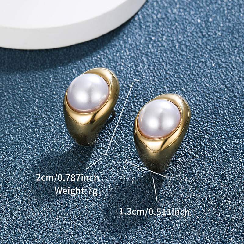 Xuping joyería nuevo estilo francés pendientes de acero inoxidable perlas de moda moda temperamento pendientes retro transfronterizos